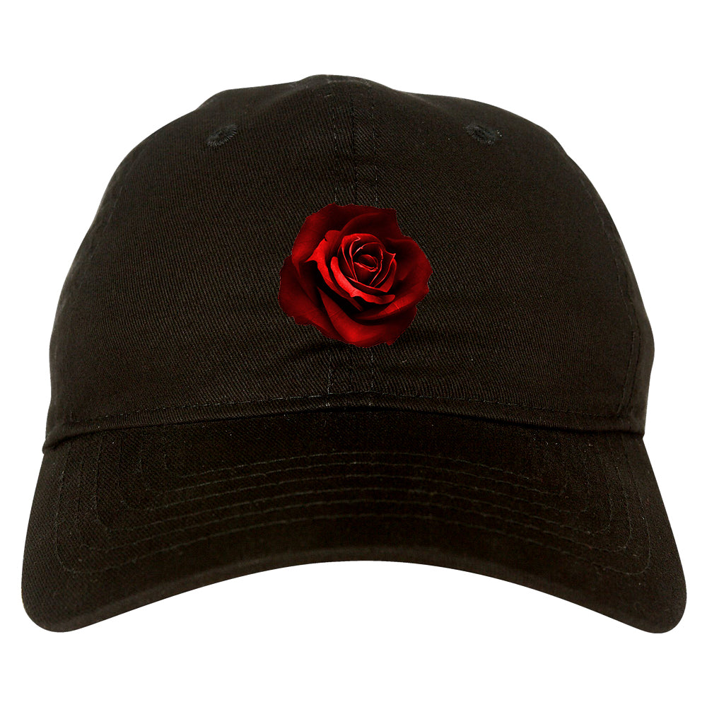 Red_Rose_Pattern Black Dad Hat