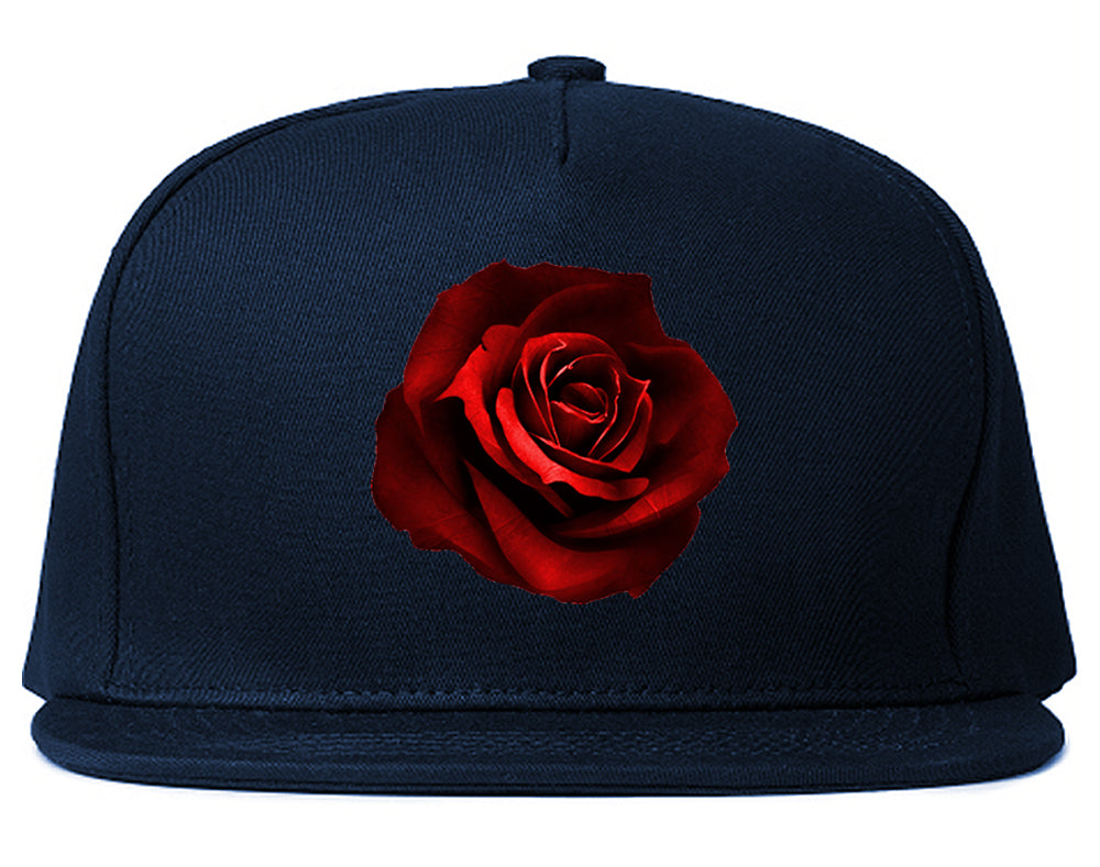 Red_Rose_Pattern Blue Snapback Hat