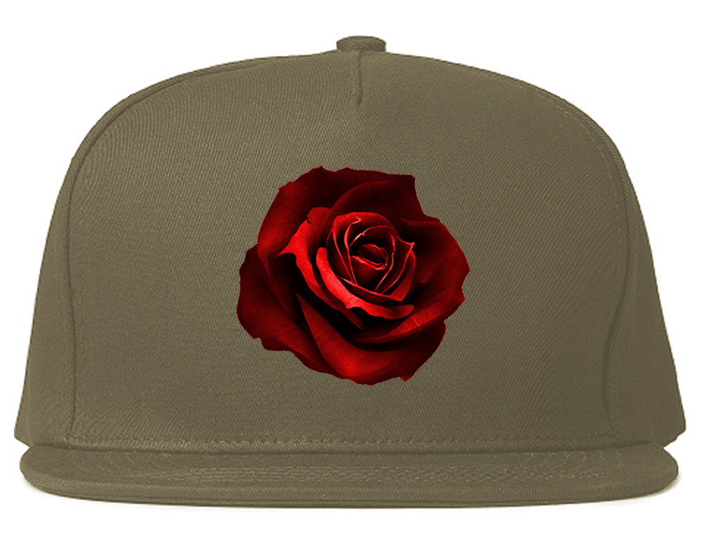 Red_Rose_Pattern Grey Snapback Hat