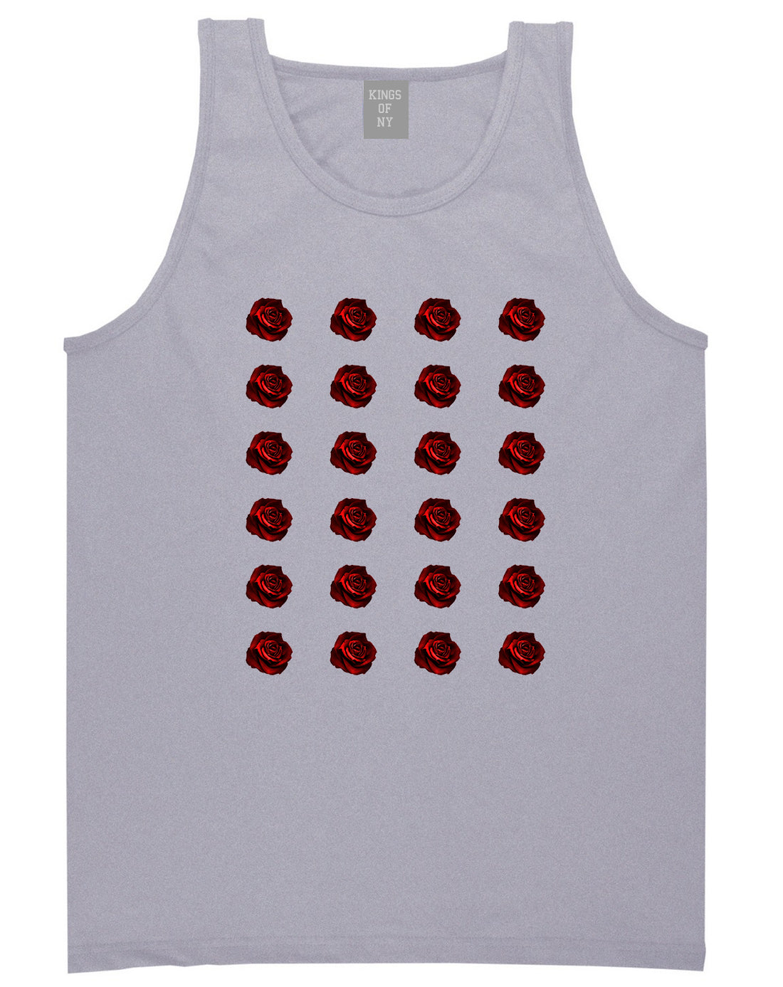 Red Rose Pattern T-Shirt in Grey