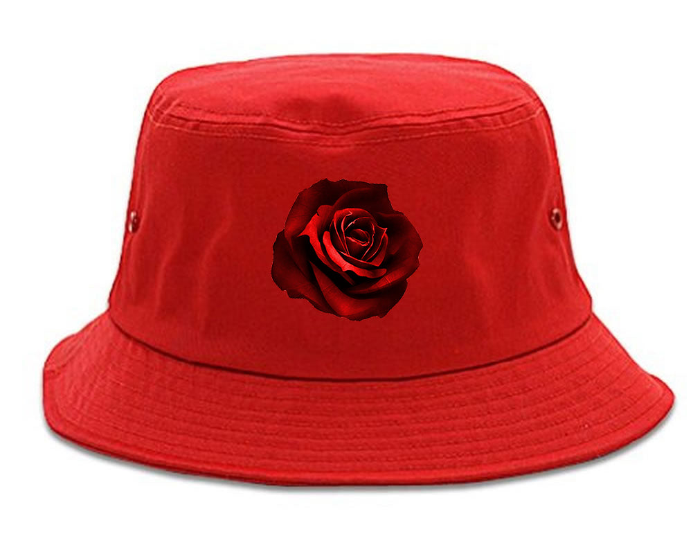 Red_Rose_Pattern Red Bucket Hat
