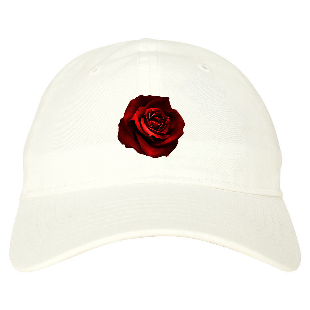 Red_Rose_Pattern White Dad Hat