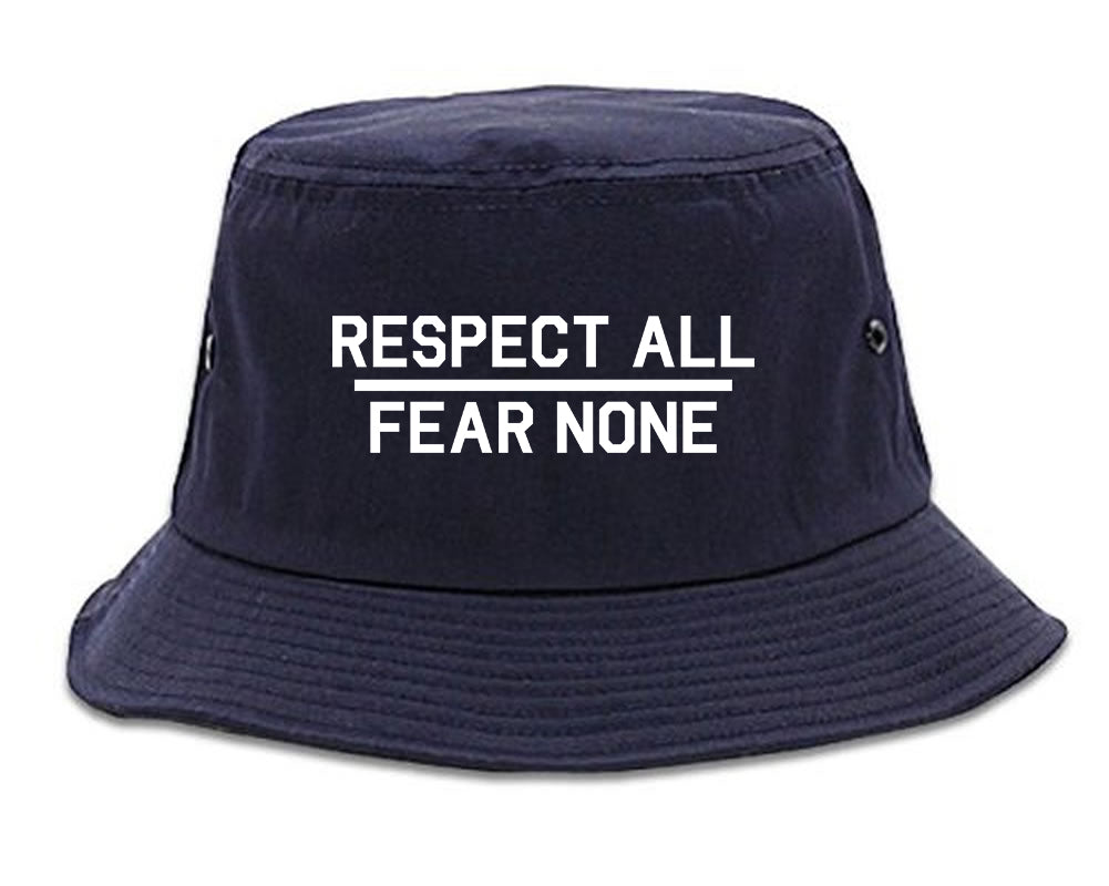 Respect All Fear None Mens Bucket Hat Navy Blue