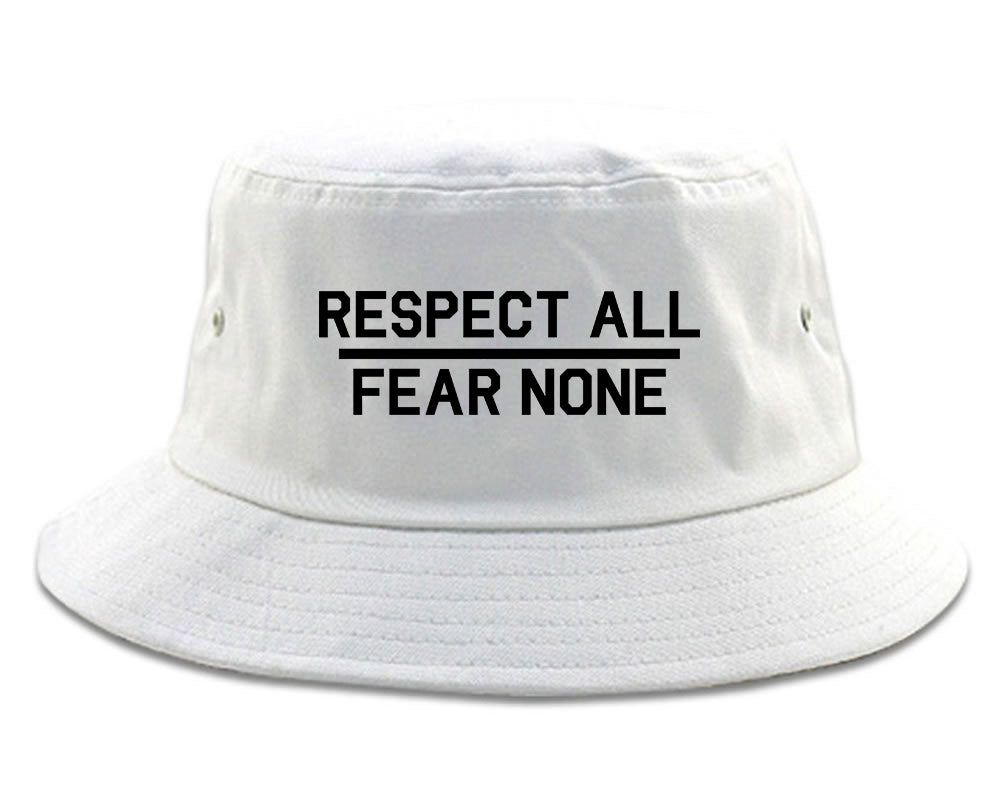 Respect All Fear None Mens Bucket Hat White