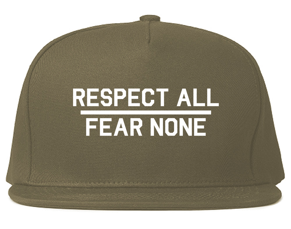 Respect All Fear None Mens Snapback Hat Grey