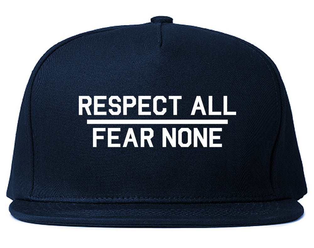 Respect All Fear None Mens Snapback Hat Navy Blue