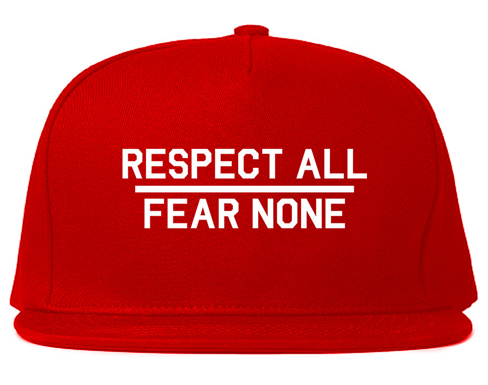 Respect All Fear None Mens Snapback Hat Red