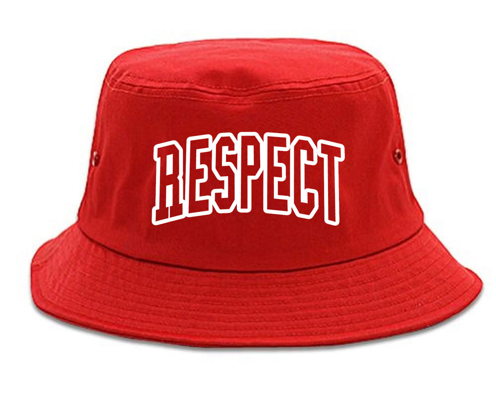 Respect Outline Mens Bucket Hat Red