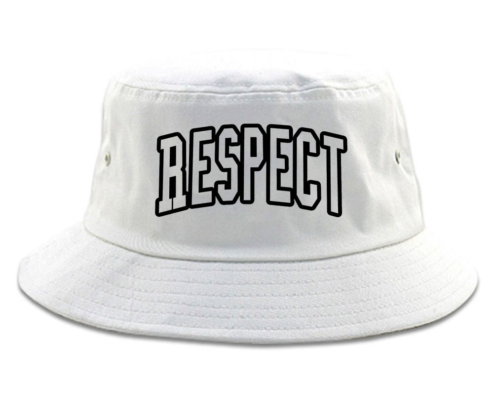 Respect Outline Mens Bucket Hat White