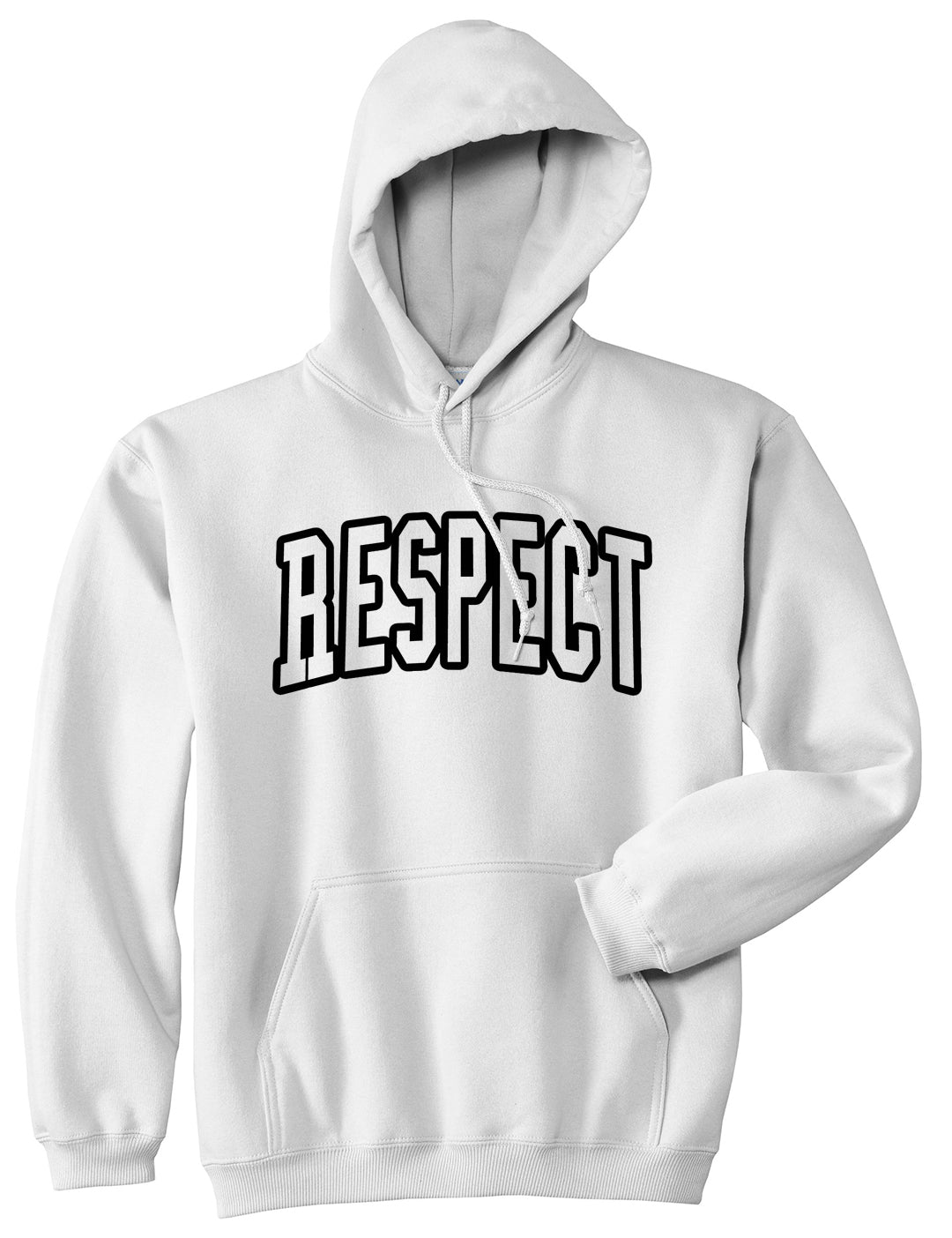 Respect Outline Mens Pullover Hoodie White