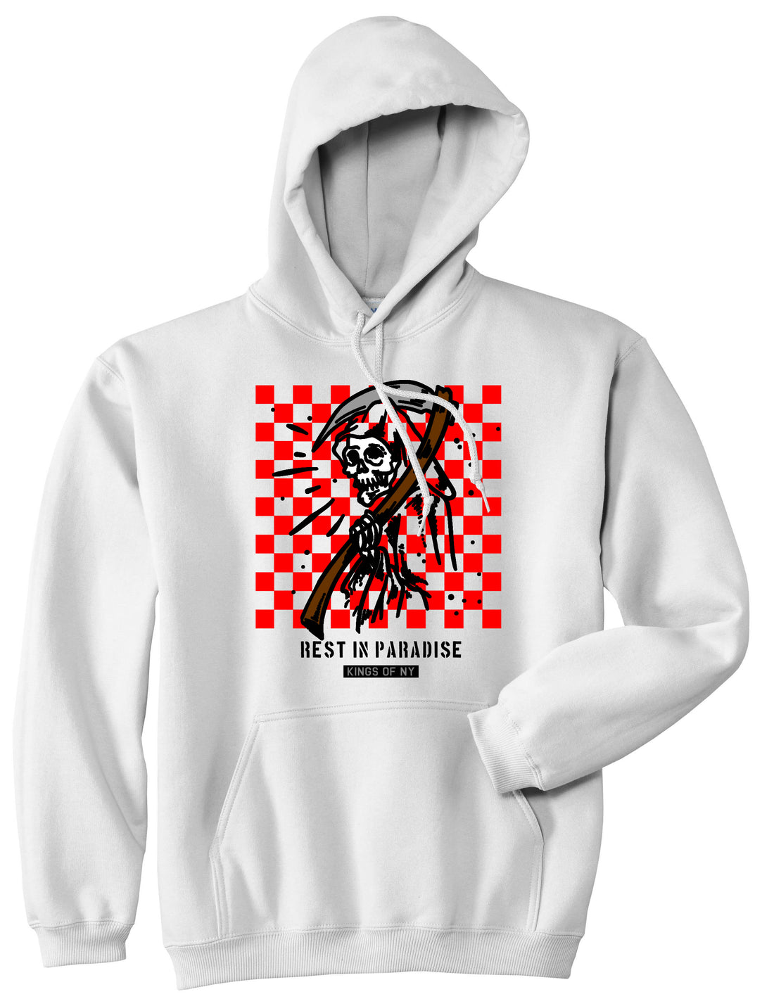 Rest In Paradise Grim Reaper Mens Pullover Hoodie White By Kings Of NY