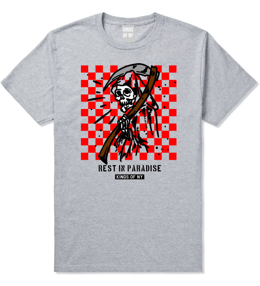 Rest In Paradise Grim Reaper Mens T-Shirt Grey By Kings Of NY