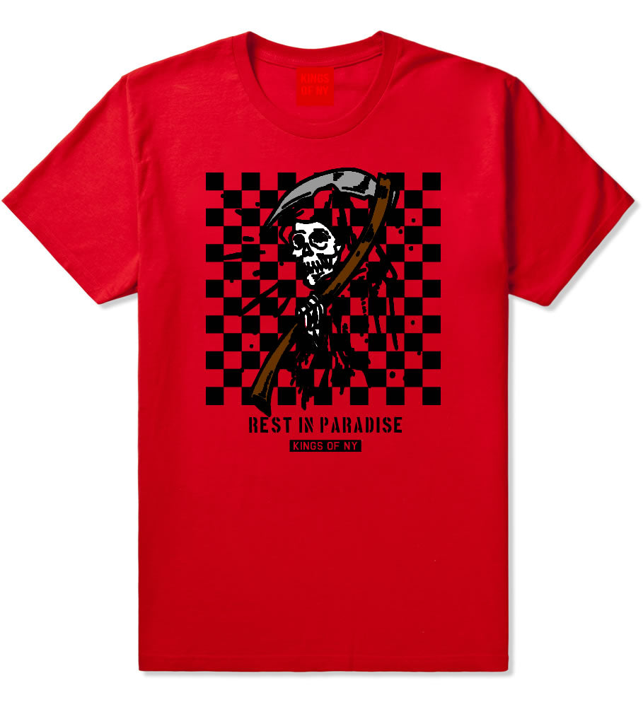 Rest In Paradise Grim Reaper Mens T-Shirt Red By Kings Of NY
