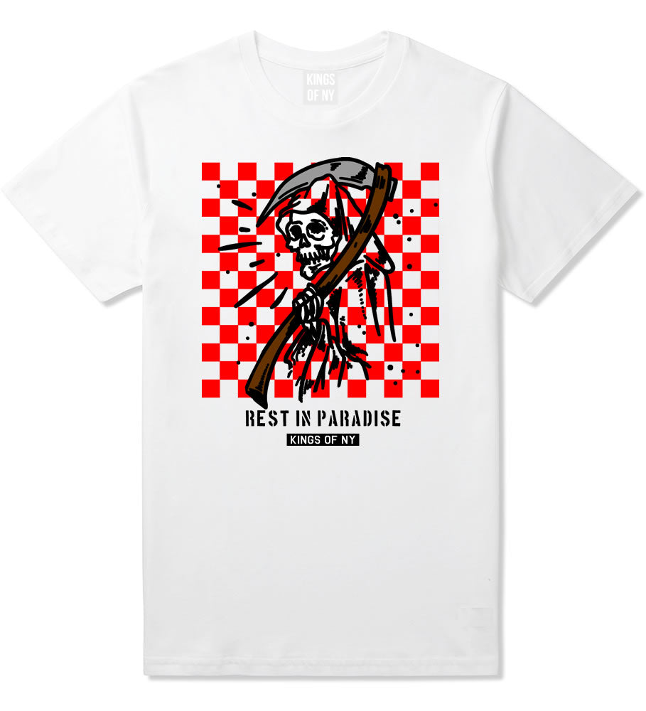 Rest In Paradise Grim Reaper Mens T-Shirt White By Kings Of NY