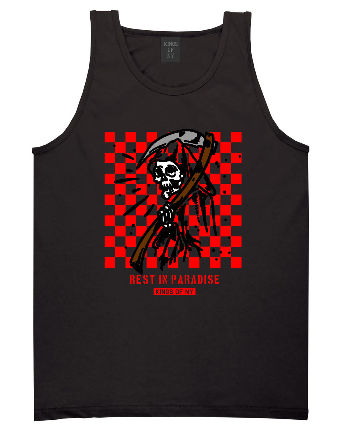 Rest In Paradise Grim Reaper Mens Tank Top Shirt Black By Kings Of NY