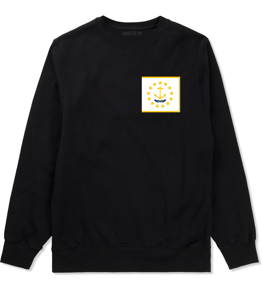 Rhode Island State Flag RI Chest Mens Crewneck Sweatshirt Black