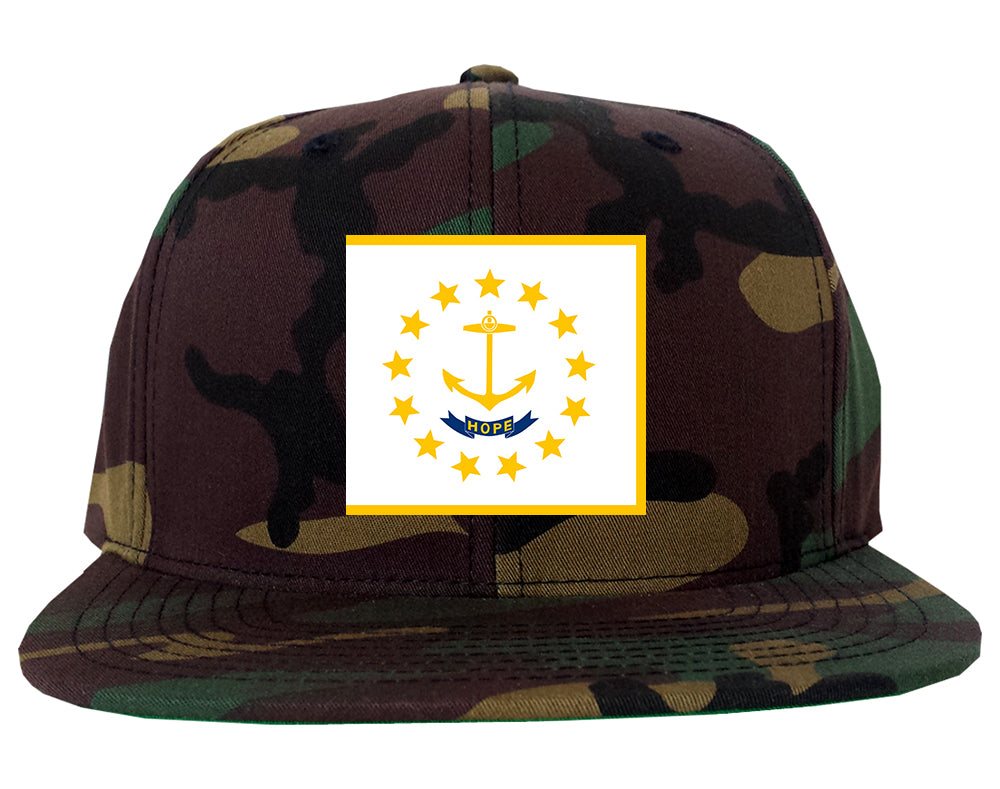 Rhode Island State Flag RI Chest Mens Snapback Hat Army Camo
