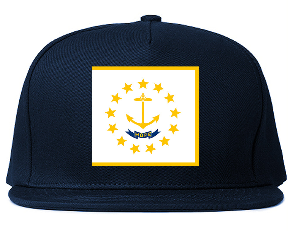 Rhode Island State Flag RI Chest Mens Snapback Hat Navy Blue