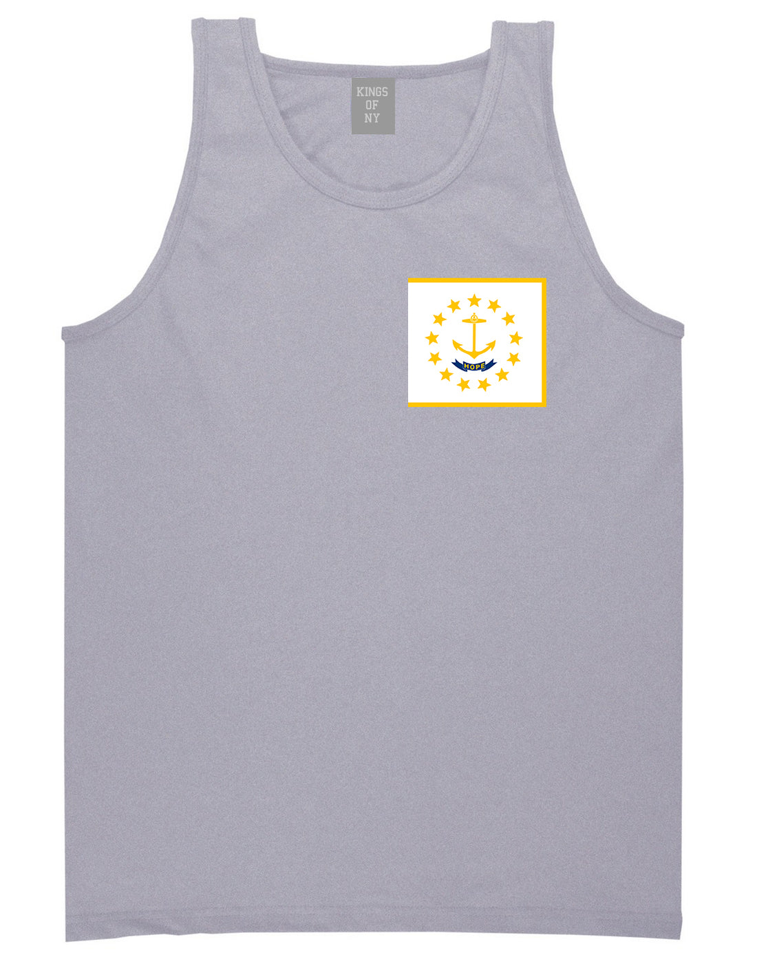 Rhode Island State Flag RI Chest Mens Tank Top T-Shirt Grey