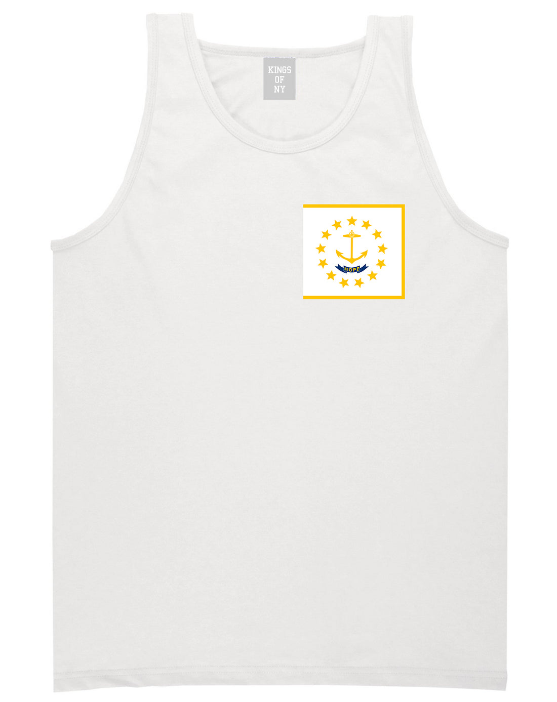 Rhode Island State Flag RI Chest Mens Tank Top T-Shirt White
