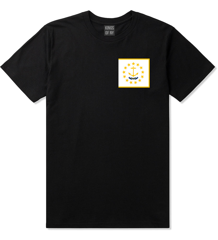 Rhode Island State Flag RI Chest Mens T-Shirt Black