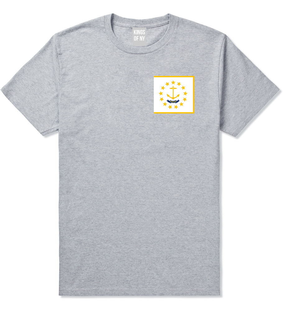 Rhode Island State Flag RI Chest Mens T-Shirt Grey