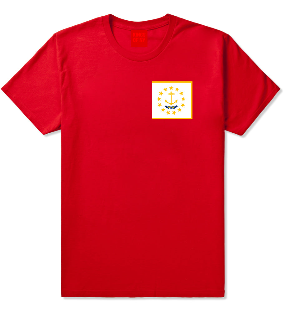 Rhode Island State Flag RI Chest Mens T-Shirt Red