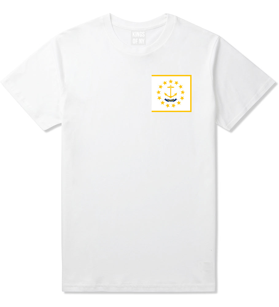 Rhode Island State Flag RI Chest Mens T-Shirt White