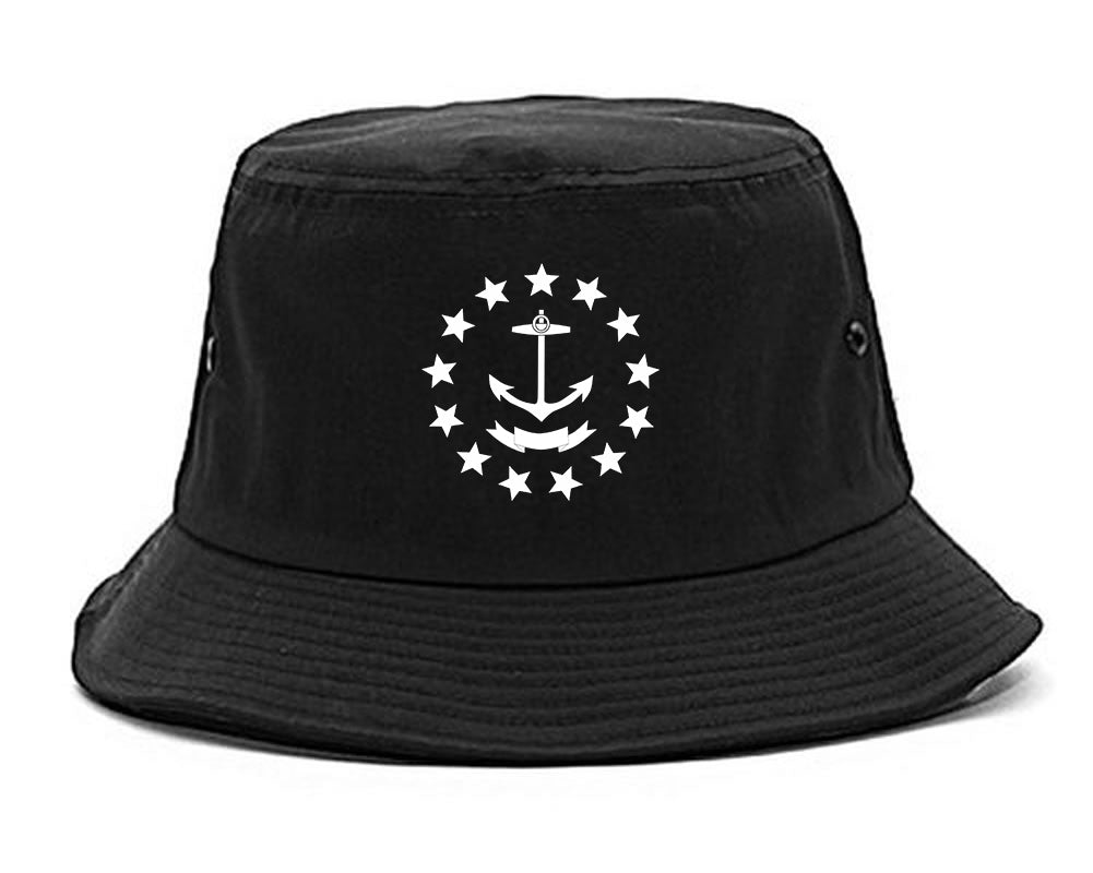 Rhode Island State Flag GRAPHIC Mens Bucket Hat Black