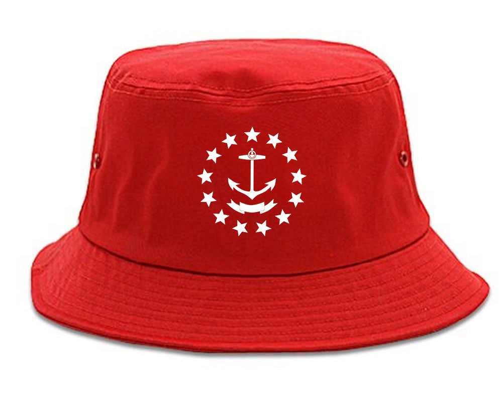 Rhode Island State Flag GRAPHIC Mens Bucket Hat Red