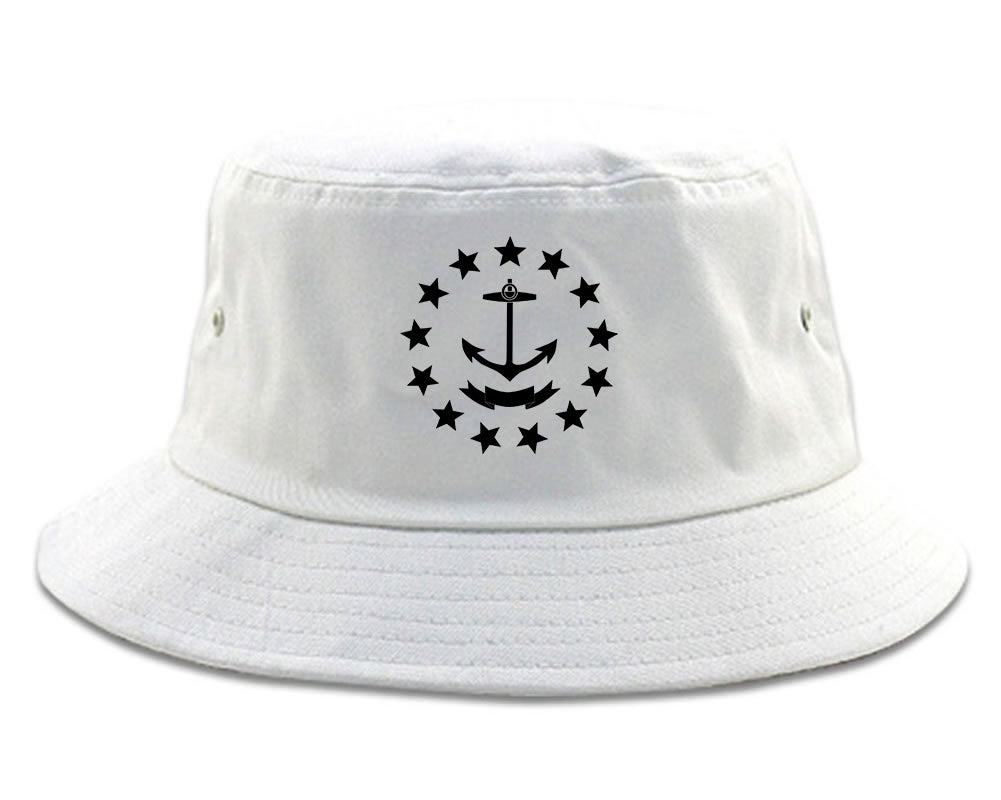 Rhode Island State Flag GRAPHIC Mens Bucket Hat White