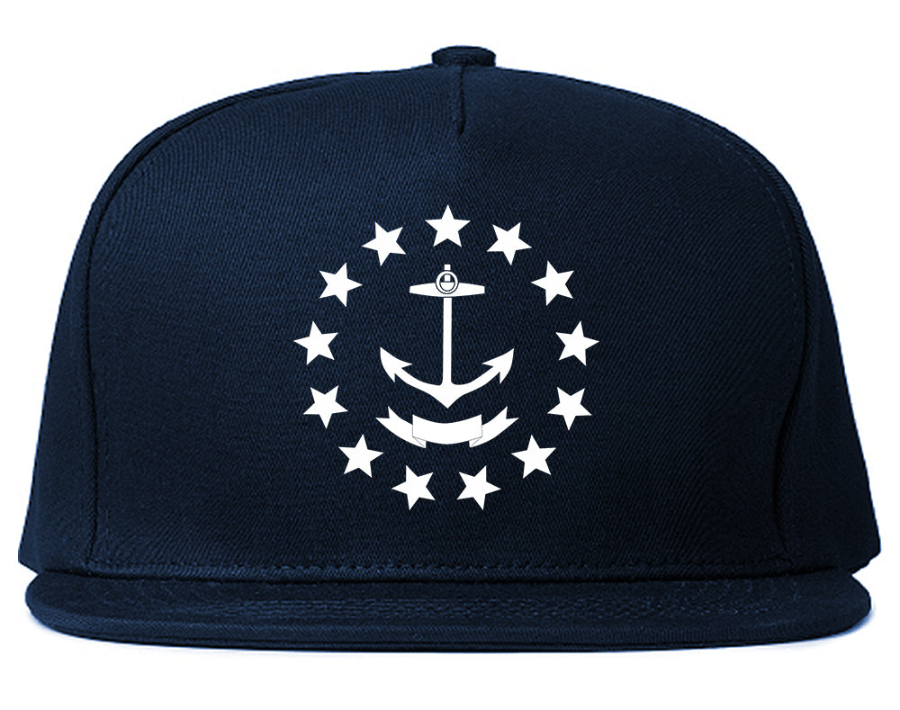 Rhode Island State Flag GRAPHIC Mens Snapback Hat Navy Blue