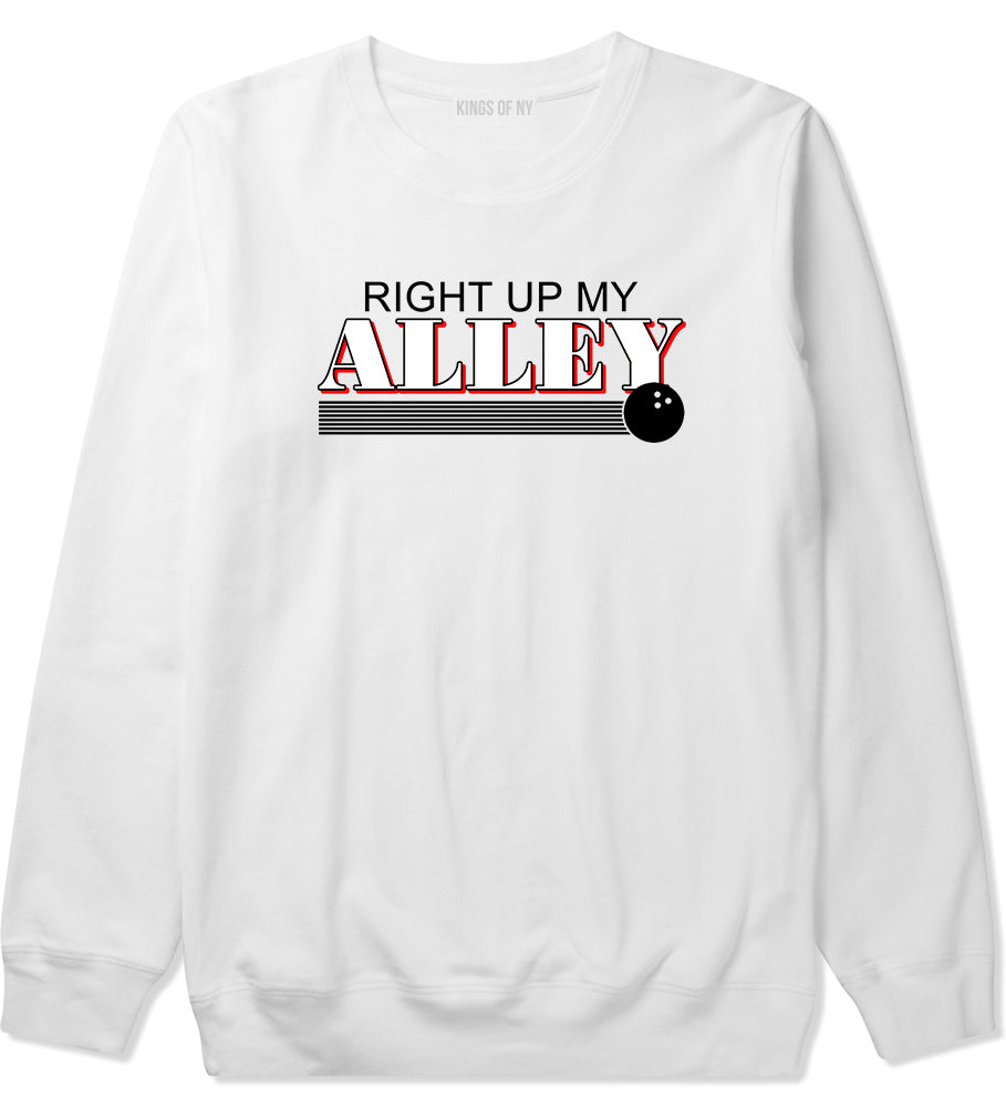 Right Up My Alley Bowling Ball Mens Crewneck Sweatshirt White