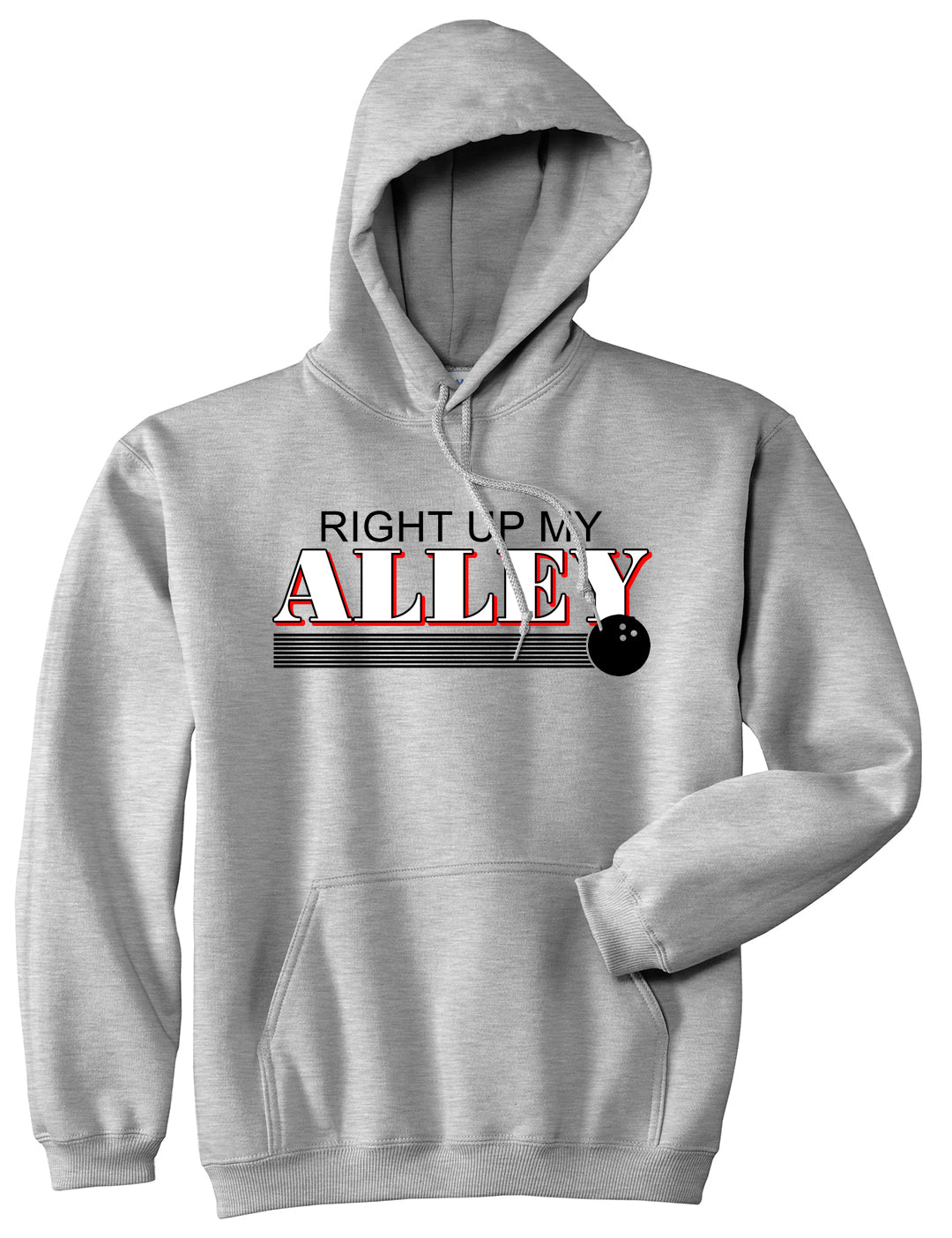 Right Up My Alley Bowling Ball Mens Pullover Hoodie Grey