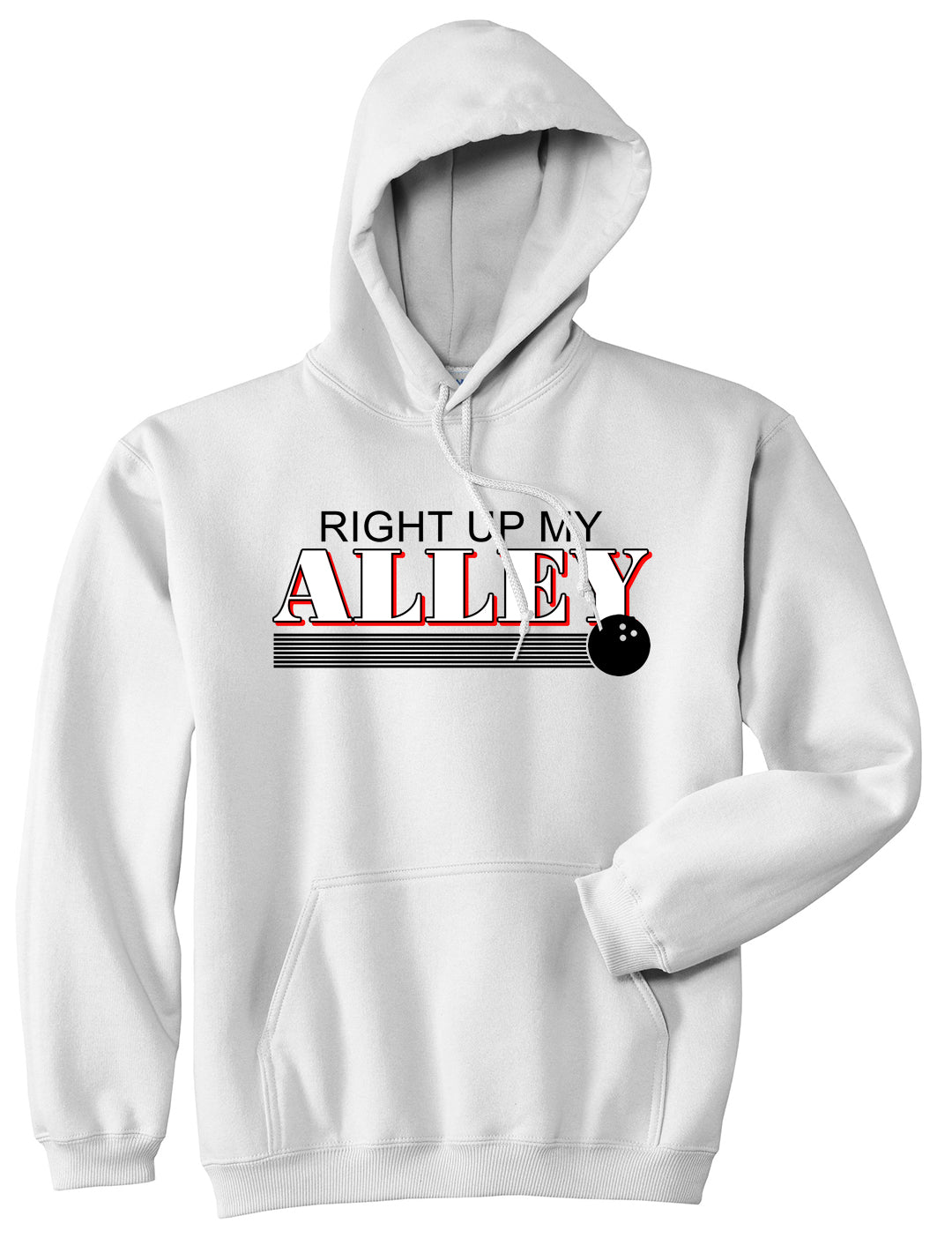 Right Up My Alley Bowling Ball Mens Pullover Hoodie White