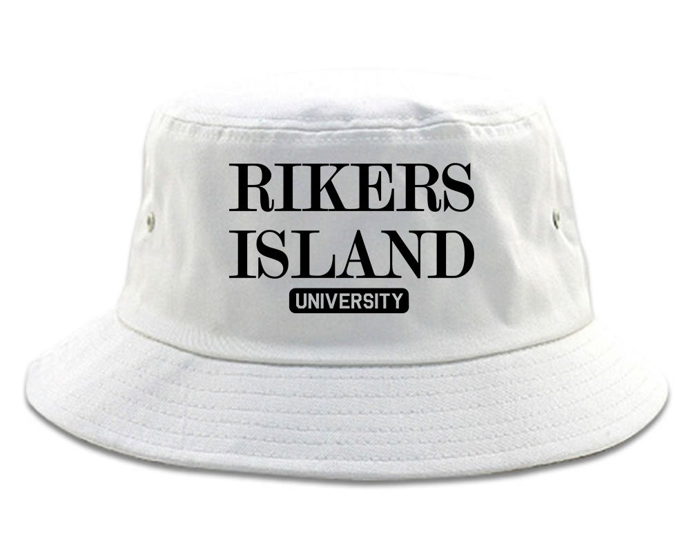 Rikers Island University Mens Bucket Hat White