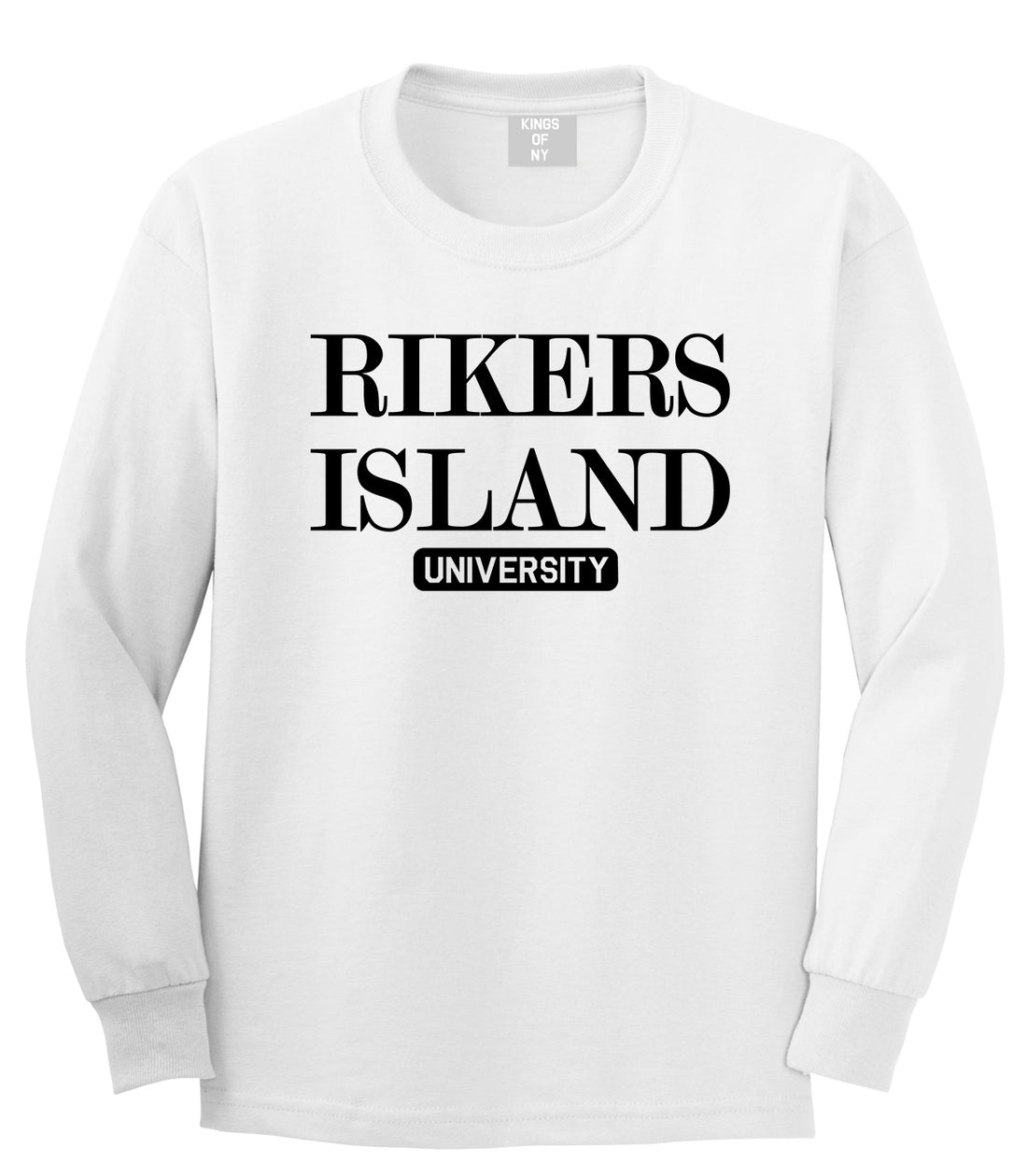 Rikers Island University Mens Long Sleeve T-Shirt White