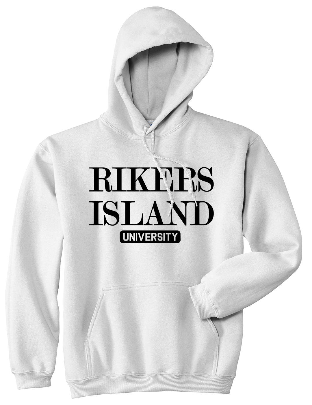 Rikers Island University Mens Pullover Hoodie White