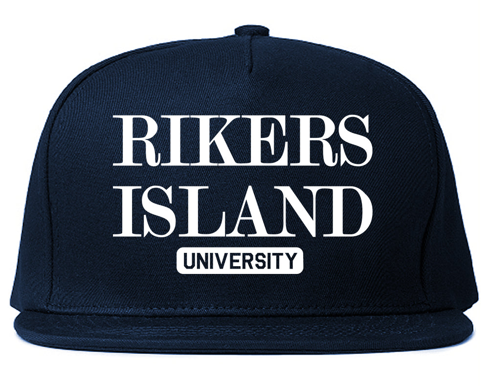 Rikers Island University Mens Snapback Hat Navy Blue