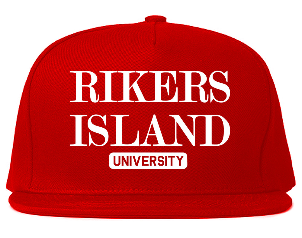 Rikers Island University Mens Snapback Hat Red