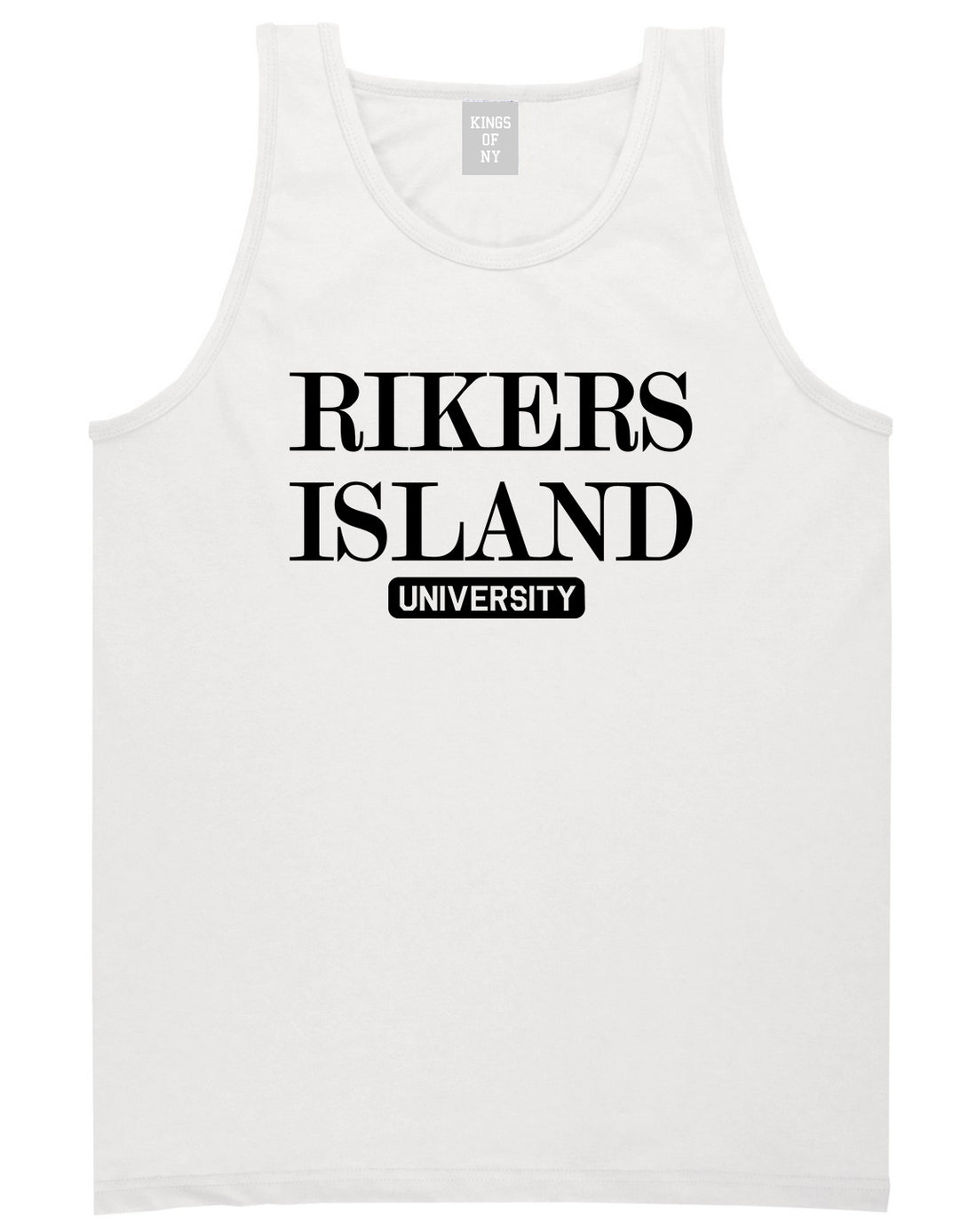 Rikers Island University Mens Tank Top T-Shirt White