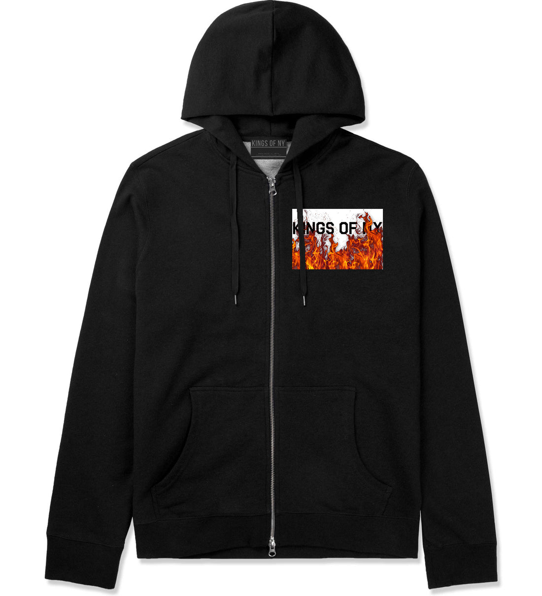 Rising From The Flames Zip Up Hoodie in Black