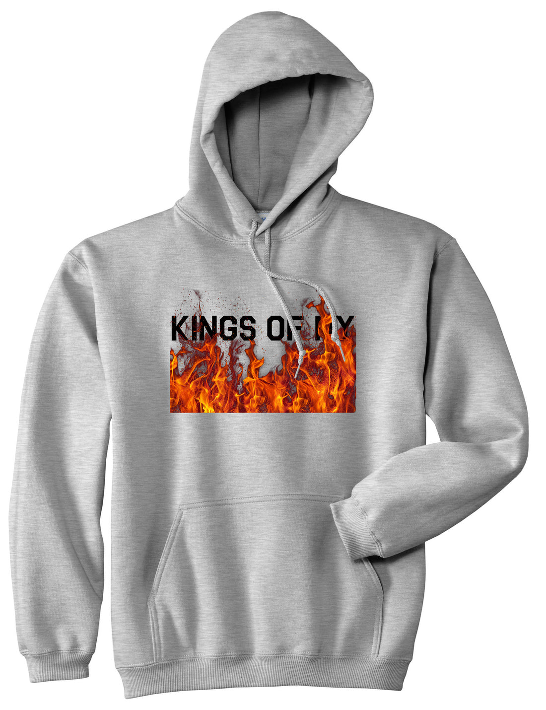 Rising From The Flames Pullover Hoodie in Grey