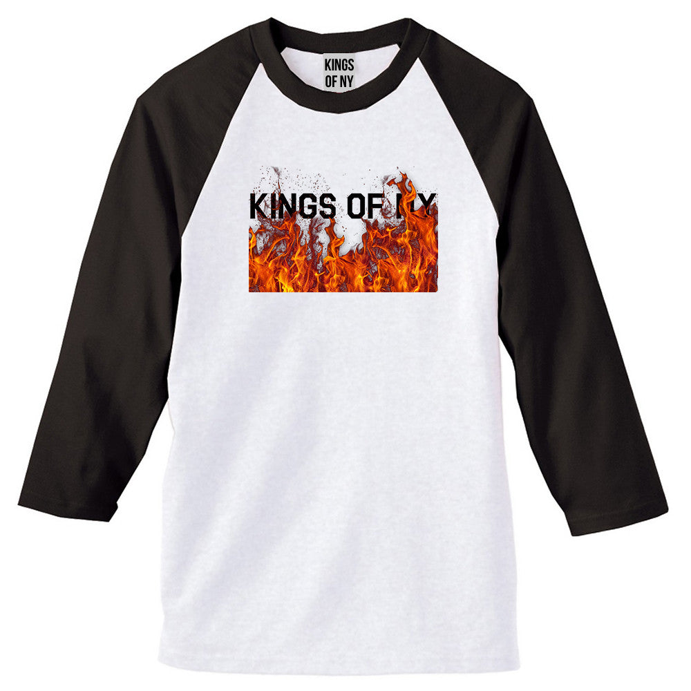 Rising From The Flames 3/4 Sleeve Raglan T-Shirt in White