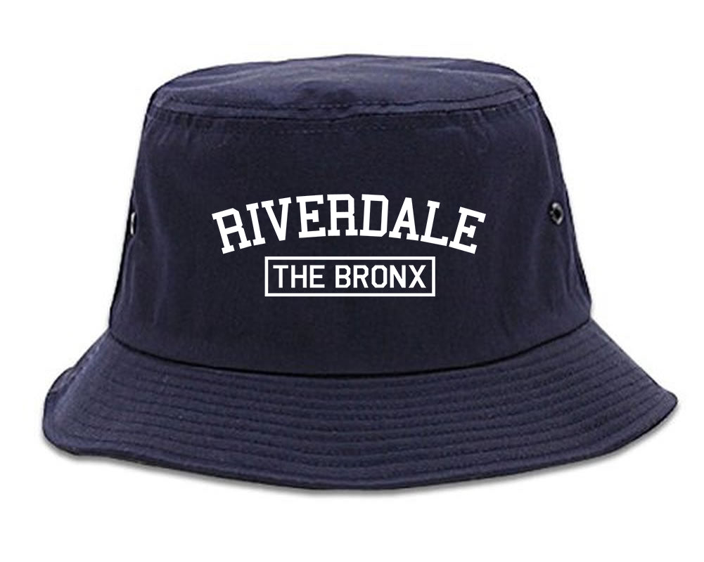 Riverdale The Bronx NY Mens Bucket Hat Navy Blue