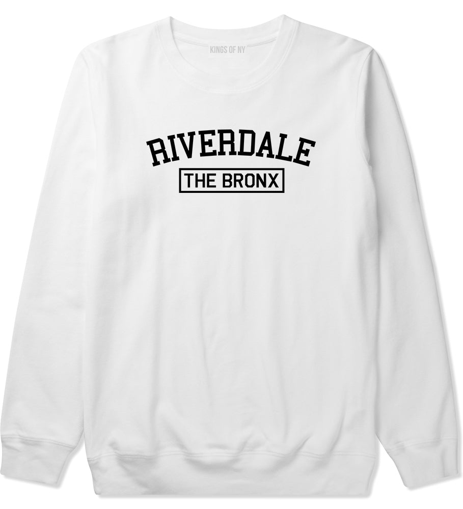 Riverdale The Bronx NY Mens Crewneck Sweatshirt White
