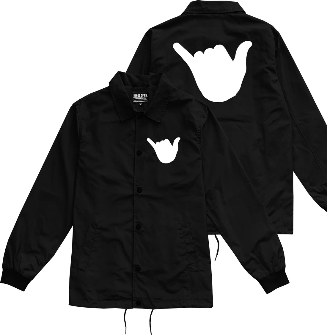 Rock On Hand Chest Black Coaches Jacket by Kings Of NY