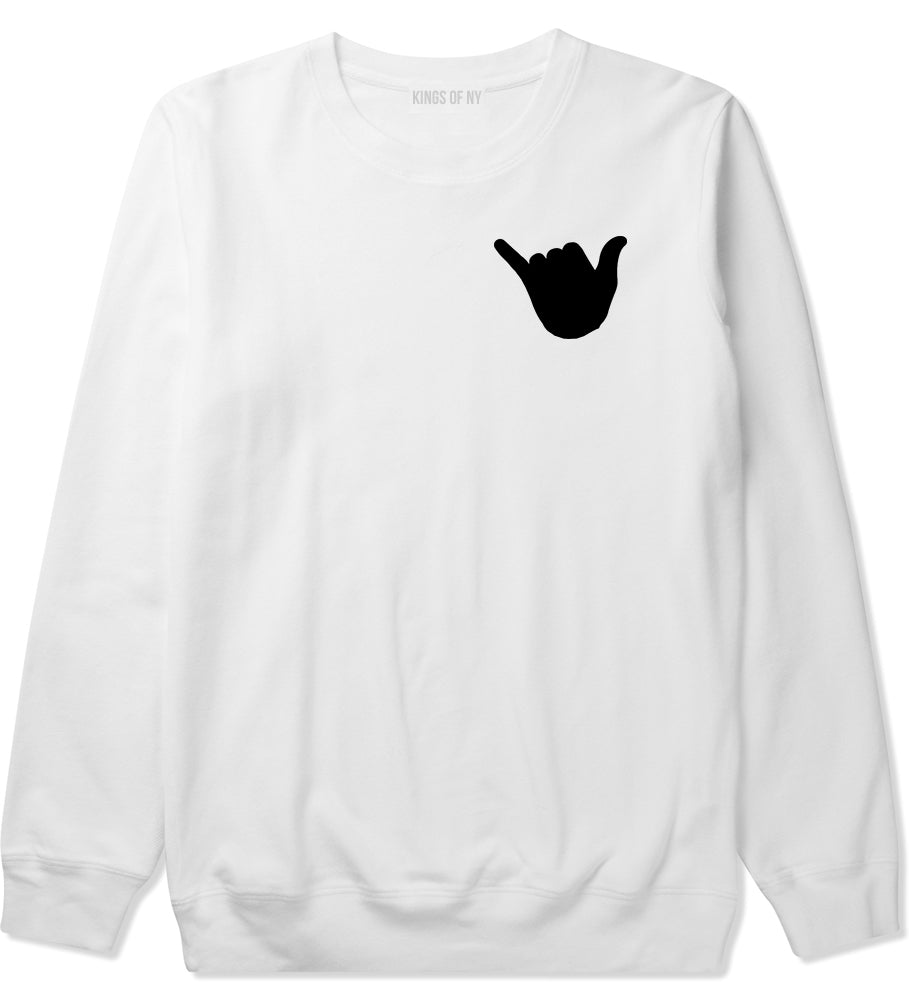 Rock On Hand Chest White Crewneck Sweatshirt by Kings Of NY