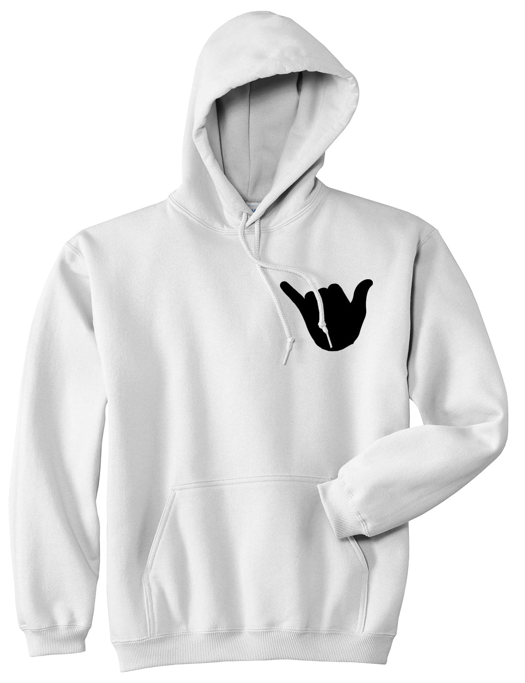 Rock On Hand Chest White Pullover Hoodie by Kings Of NY