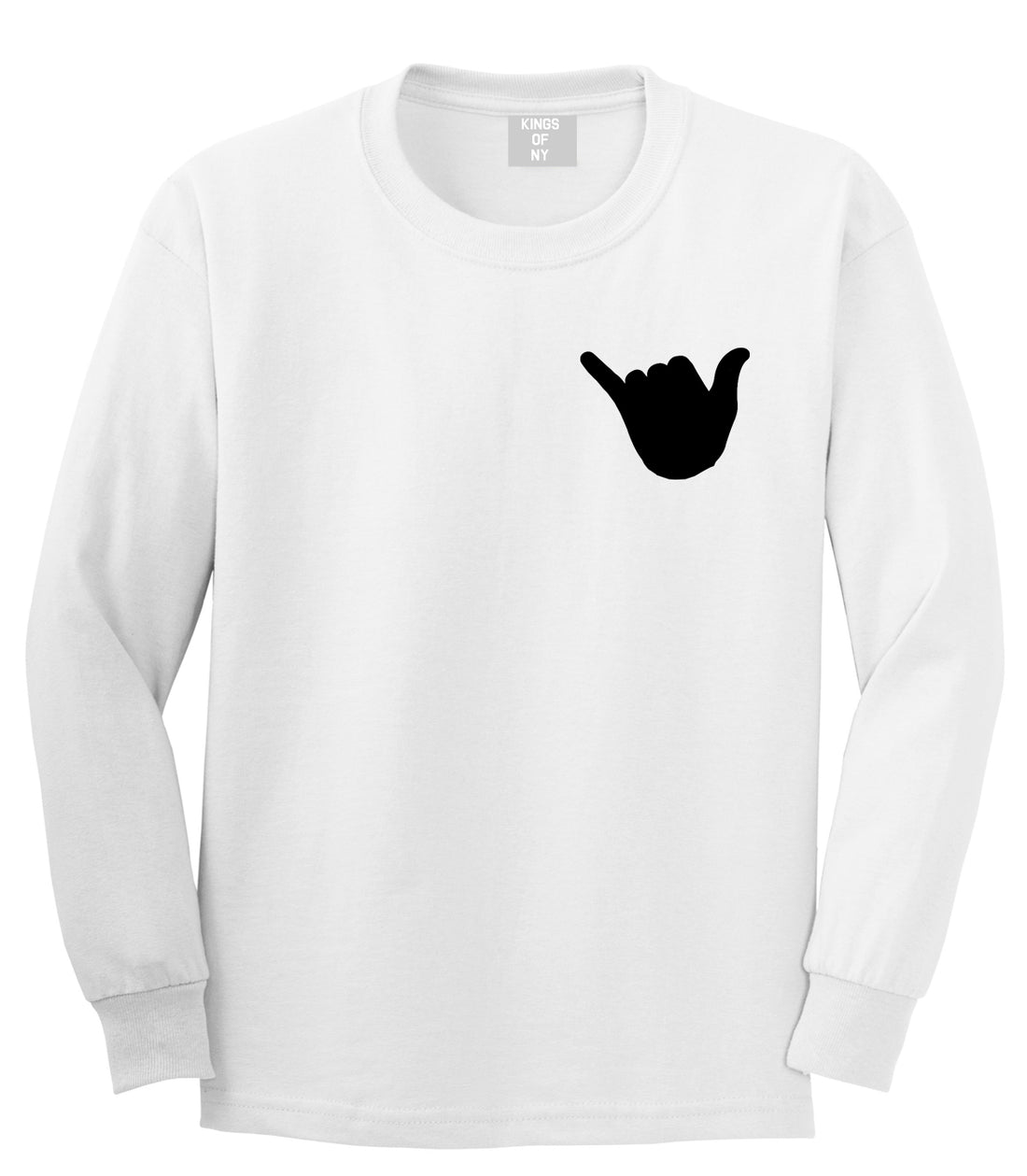 Rock On Hand Chest White Long Sleeve T-Shirt by Kings Of NY